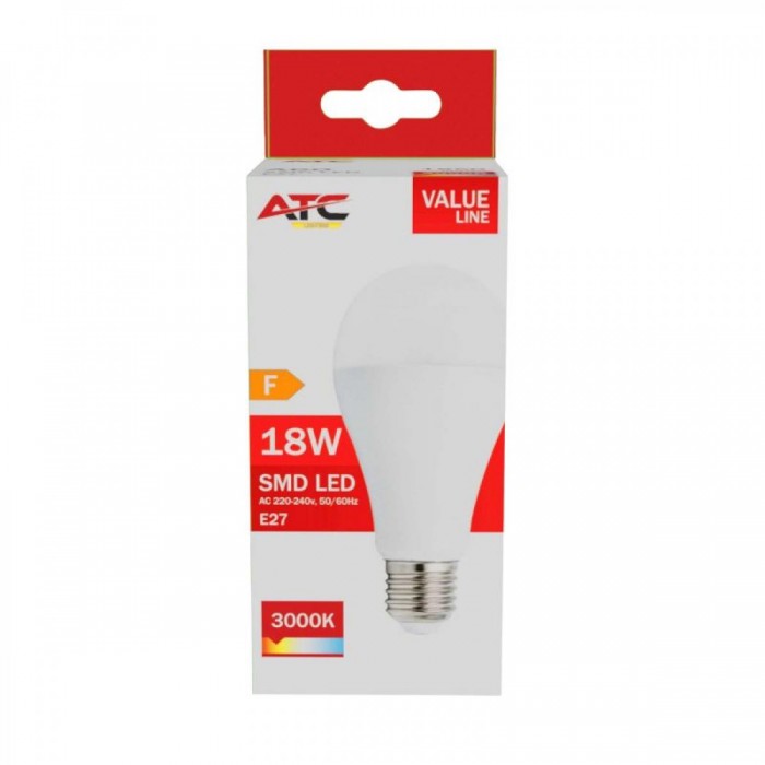 ATC SMD LED Λαμπτήρας A65 230V 18W/1850LM E27 3000K ATC SMD LED Λαμπτήρας A65 230V 18W/1850LM E27 3000K