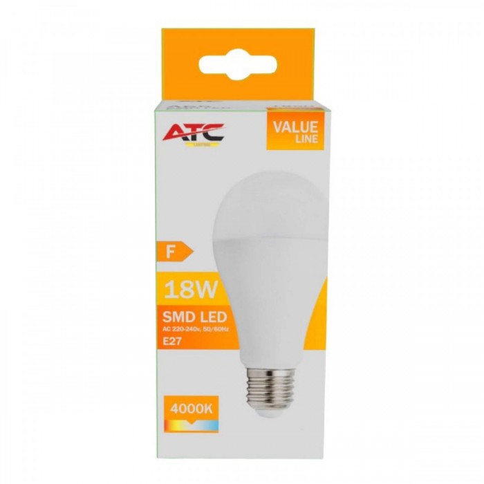 ATC SMD LED Λαμπτήρας A65 230V 18W/1850LM E27 4000K ATC SMD LED Λαμπτήρας A65 230V 18W/1850LM E27 4000K