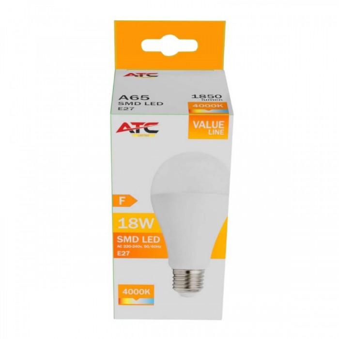 ATC SMD LED Λαμπτήρας A65 230V 18W/1850LM E27 4000K ATC SMD LED Λαμπτήρας A65 230V 18W/1850LM E27 4000K