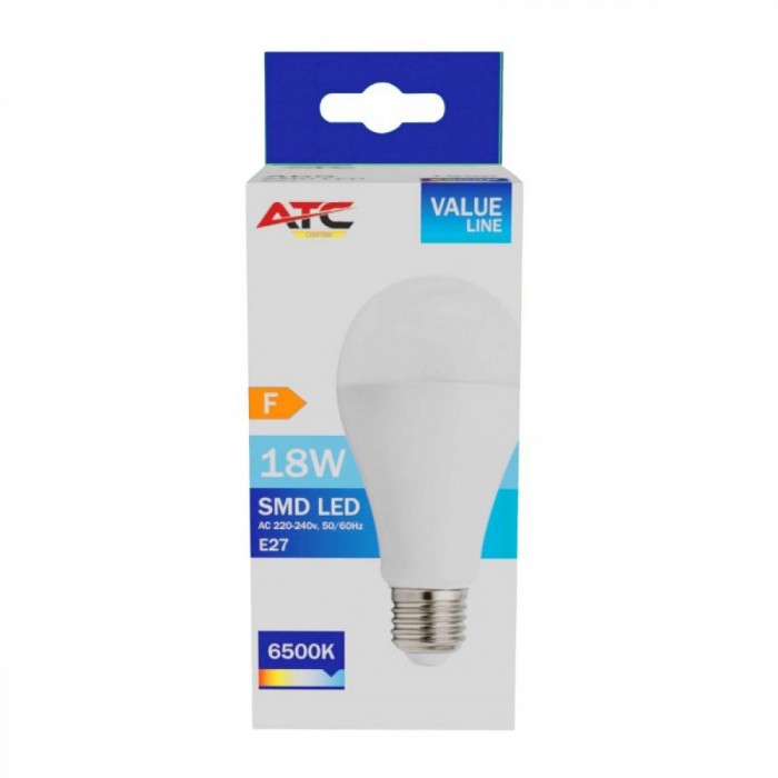 ATC SMD LED Λαμπτήρας A65 230V 18W/1850LM E27 6500K ATC SMD LED Λαμπτήρας A65 230V 18W/1850LM E27 6500K