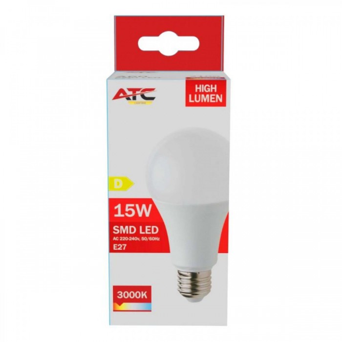 ATC SMD LED High Lumen Λαμπτήρας A60 230V 15W/2100LM E27 3000K