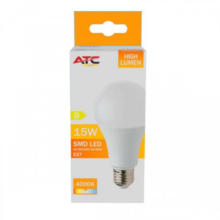 ATC SMD LED High Lumen Λαμπτήρας A60 230V 15W/2100LM E27 4000K ATC SMD LED High Lumen Λαμπτήρας A60 230V 15W/2100LM E27 4000K