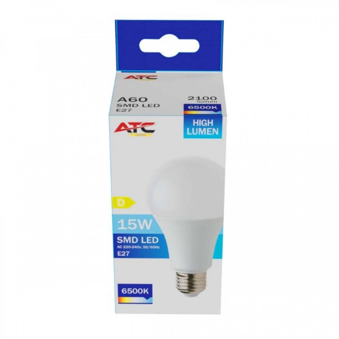 ATC SMD LED High Lumen Λαμπτήρας A60 230V 15W/2100LM E27 6500K