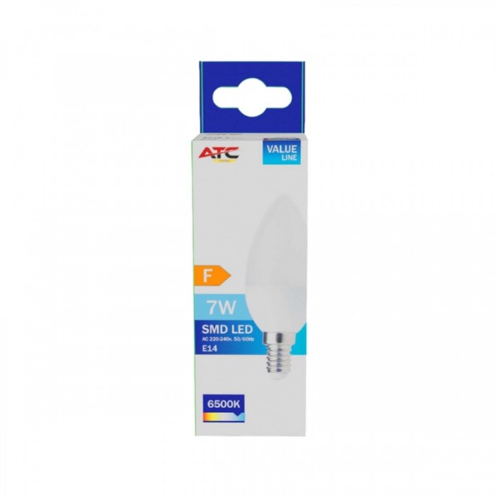 ATC SMD Λαμπτήρας LED Κερί C37 230V 7W/600LM E14 6500K ATC SMD Λαμπτήρας LED Κερί C37 230V 7W/600LM E14 6500K