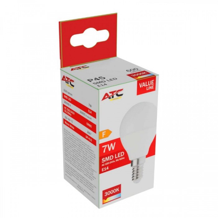 ATC SMD Λαμπτήρας LED Globe P45 230V 7W/600LM E14 3000K ATC SMD Λαμπτήρας LED Globe P45 230V 7W/600LM E14 3000K