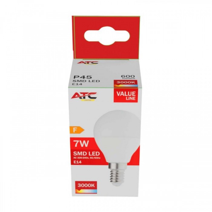 ATC SMD Λαμπτήρας LED Globe P45 230V 7W/600LM E14 3000K ATC SMD Λαμπτήρας LED Globe P45 230V 7W/600LM E14 3000K