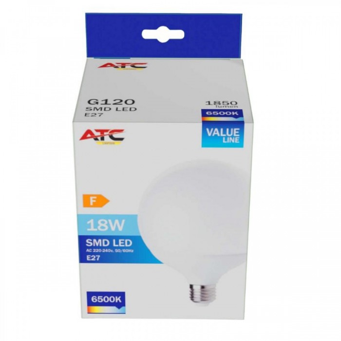 ATC SMD Λαμπτήρας LED Globe G120 230V 18W/1850LM E27 6500K ATC SMD Λαμπτήρας LED Globe G120 230V 18W/1850LM E27 6500K