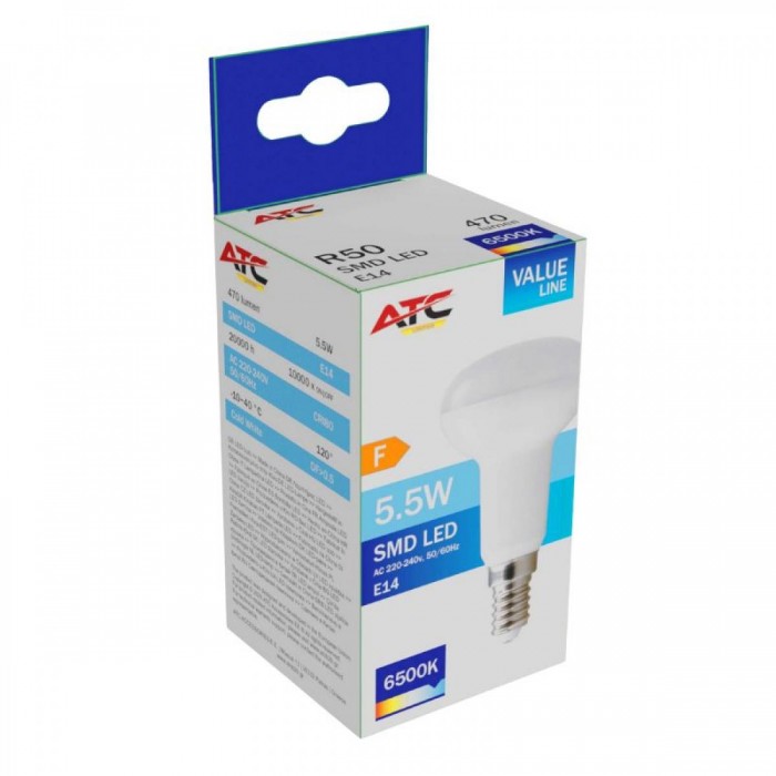 ATC SMD Λαμπτήρας LED Spot R50 230V 5.5W/470LM E14 6500K ATC SMD Λαμπτήρας LED Spot R50 230V 5.5W/470LM E14 6500K