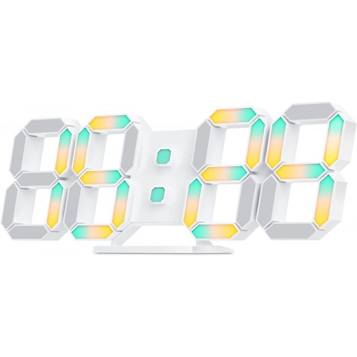 EDUP EH-LED1319 3D LED Wall Clock 9.5 Remote Control Digital Nightlight