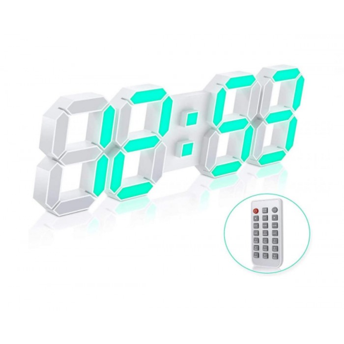 EDUP EH-LED1319 3D LED Wall Clock 9.5 Remote Control Digital Nightlight