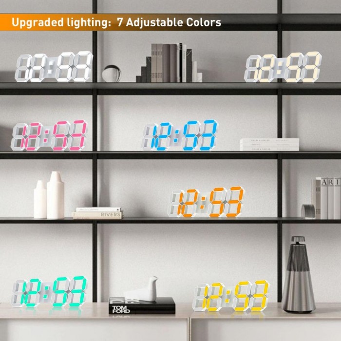 EDUP EH-LED1319 3D LED Wall Clock 9.5 Remote Control Digital Nightlight