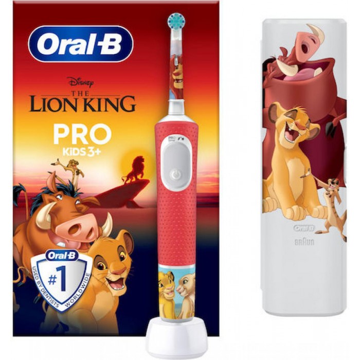 Oral-B Vitality Pro Παιδική Ηλεκτρική Οδοντόβουρτσα με Χρονόμετρο για 3+ Χρονών Lion King & Θήκη Ταξιδιού Oral-B Vitality Pro Παιδική Ηλεκτρική Οδοντόβουρτσα με Χρονόμετρο για 3+ Χρονών Lion King & Θήκη Ταξιδιού
