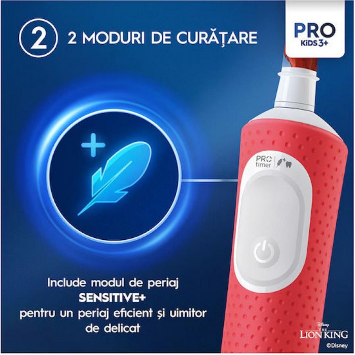 Oral-B Vitality Pro Παιδική Ηλεκτρική Οδοντόβουρτσα με Χρονόμετρο για 3+ Χρονών Lion King  & Θήκη Ταξιδιού