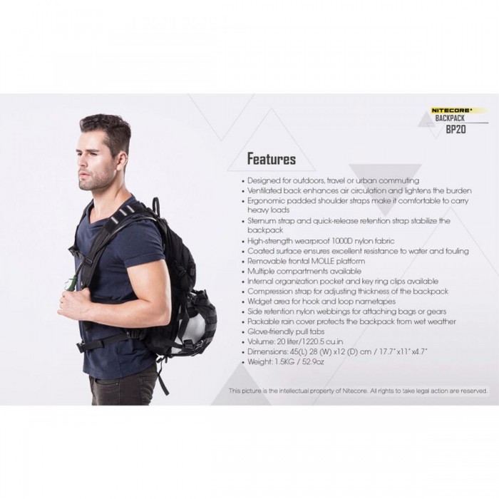 Nitecore Σακίδιο Πλάτης BP20 Μαύρο Nitecore Σακίδιο Πλάτης BP20 Μαύρο