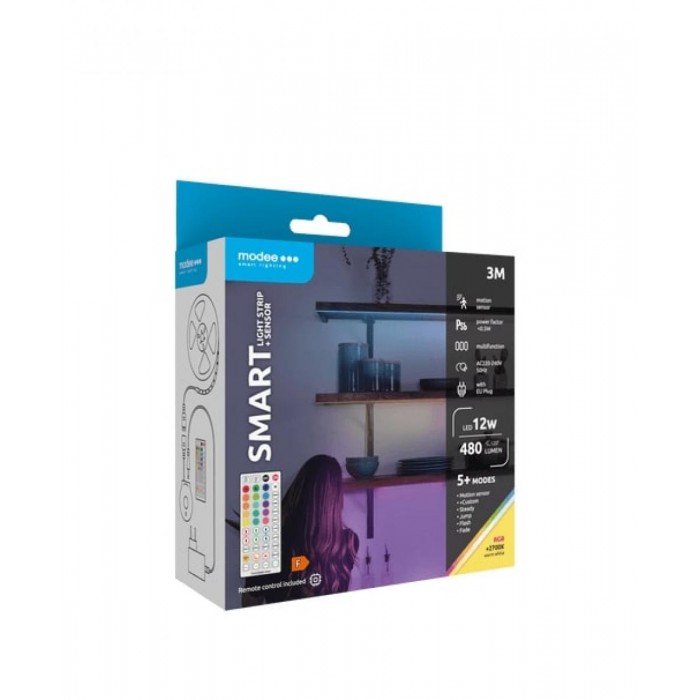 Modee Smart Ταινία LED με Τηλεχειριστήριο & Αισθητήρα 12W IP20 2700K RGB 480lm 3m