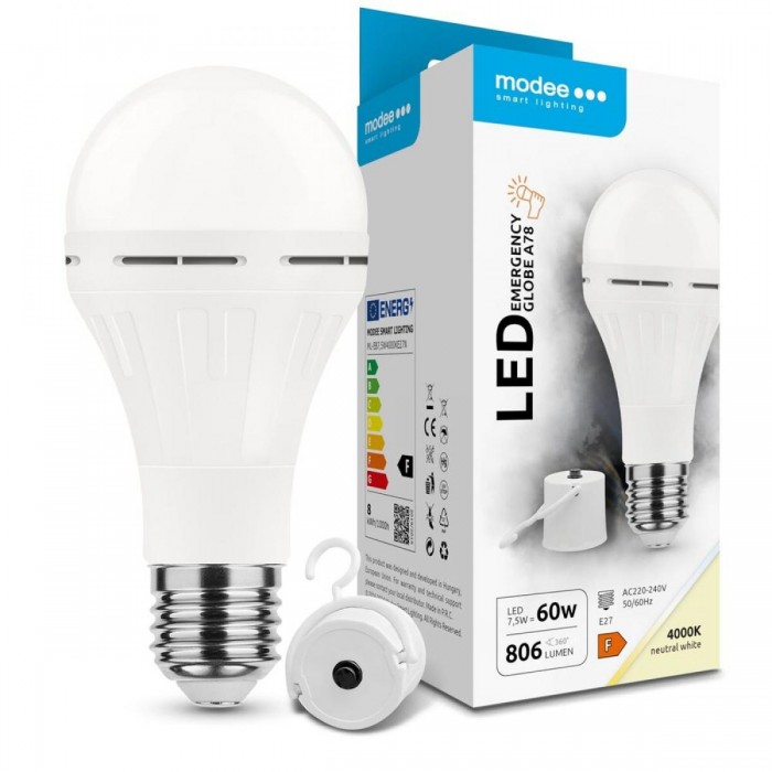 Modee Σφαιρική Λάμπα LED A78 Έκτακτης Ανάγκης 7,5W E27 180° 4000K 806lm Modee Σφαιρική Λάμπα LED A78 Έκτακτης Ανάγκης 7,5W E27 180° 4000K 806lm