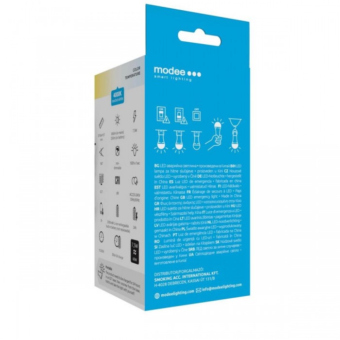 Modee Σφαιρική Λάμπα LED A78 Έκτακτης Ανάγκης 7,5W E27 180° 4000K 806lm Modee Σφαιρική Λάμπα LED A78 Έκτακτης Ανάγκης 7,5W E27 180° 4000K 806lm