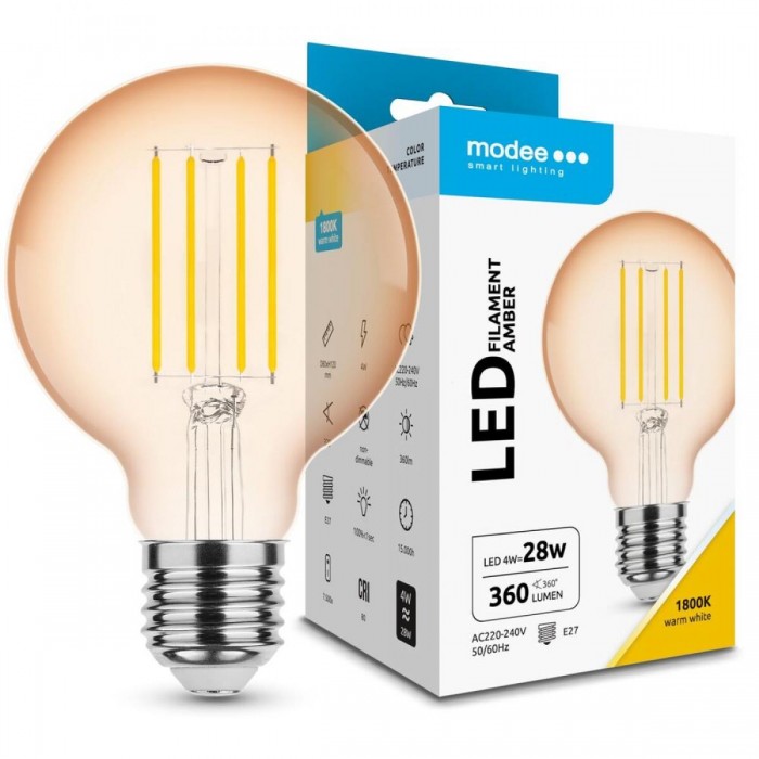Modee Lighting LED Σφαιρική Λάμπα Filament Amber G80 4W E27 320° 1800K (360 lumen) Modee Lighting LED Σφαιρική Λάμπα Filament Amber G80 4W E27 320° 1800K (360 lumen)