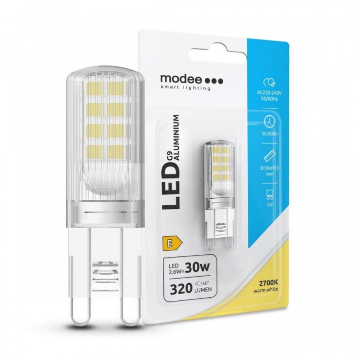 Modee Lighting LED G9 Λάμπα Αλουμινίου 2,6W 2700K (320 lumen) ERP B1 Modee Lighting LED G9 Λάμπα Αλουμινίου 2,6W 2700K (320 lumen) ERP B1