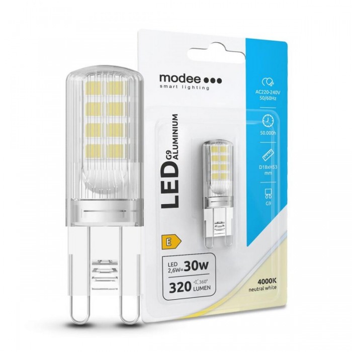Modee Lighting Λάμπα LED G9 Aluminium 2.6W 4000K (320 lumen) ERP B1 Modee Lighting Λάμπα LED G9 Aluminium 2.6W 4000K (320 lumen) ERP B1