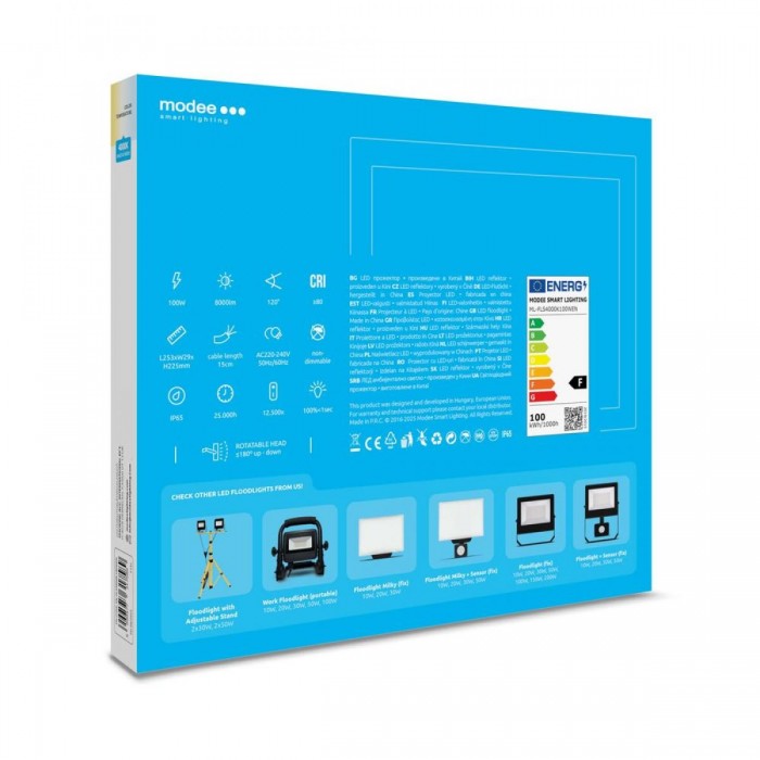 Modee Lighting Προβολέας LED E-series Slim 100W 120° 4000K 8.000lm ERP Modee Lighting Προβολέας LED E-series Slim 100W 120° 4000K 8.000lm ERP