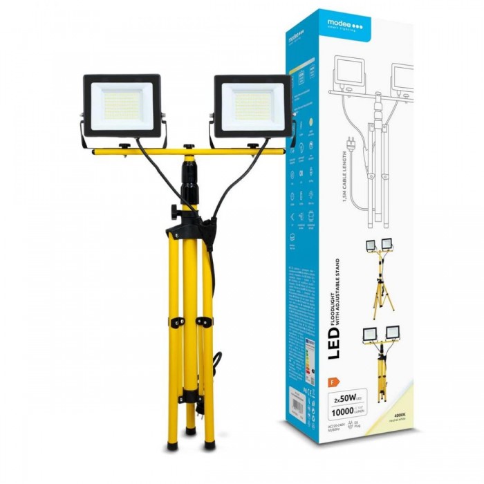 Modee LED Προβολέας με Stand Floodlight with Stand 2x50W 120° 4000K ERP 10.000 Lumens Modee LED Προβολέας με Stand Floodlight with Stand 2x50W 120° 4000K ERP 10.000 Lumens