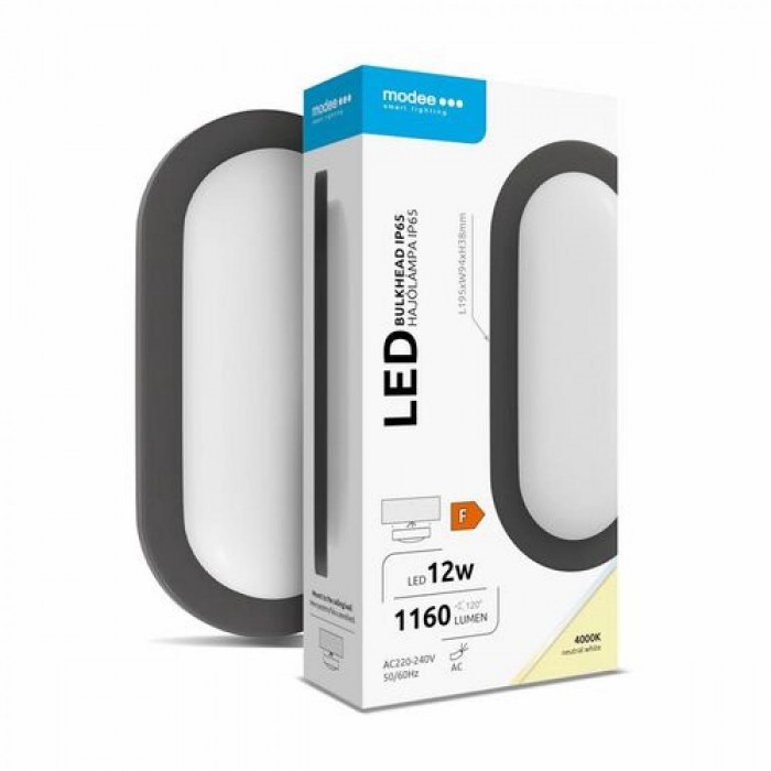 Modee LED Οβάλ Απλίκα 12W 4000K IP65 1160lm Μαύρο ERP Modee LED Οβάλ Απλίκα 12W 4000K IP65 1160lm Μαύρο ERP