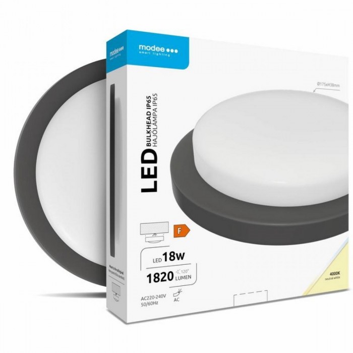 Modee LED Στρογγυλή Απλίκα 18W 4000K IP65 Μαύρο ERP Modee LED Στρογγυλή Απλίκα 18W 4000K IP65 Μαύρο ERP