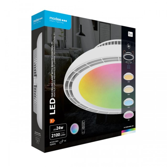 Modee Ανεμιστήρας Οροφής LED 24W RGB 3CCT με Τηλεχειριστήριο