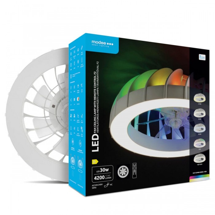 Modee Ανεμιστήρας Οροφής LED 30W RGB 3CCT με Τηλεχειριστήριο Modee Ανεμιστήρας Οροφής LED 30W RGB 3CCT με Τηλεχειριστήριο
