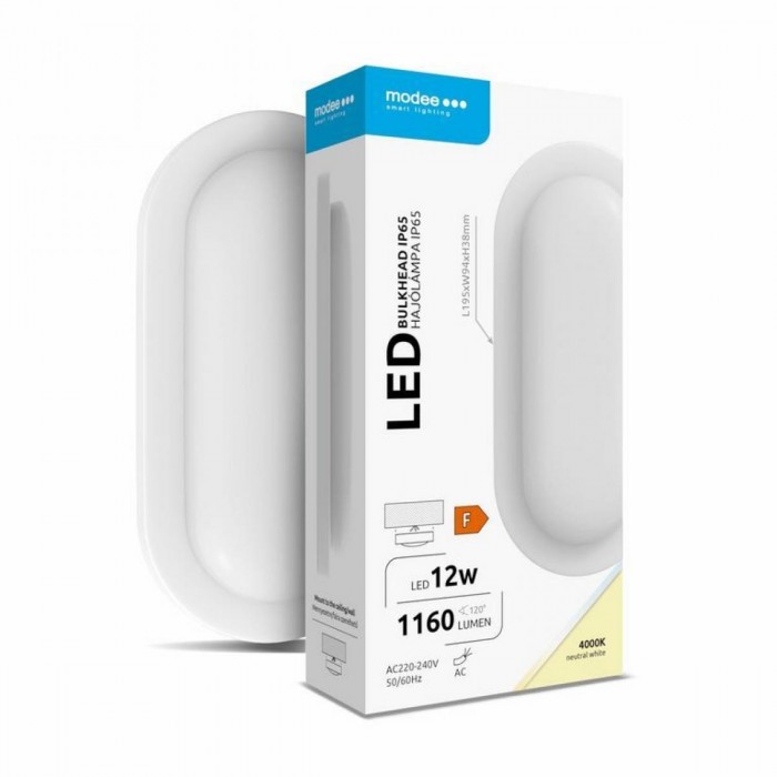 Modee LED Οβάλ Απλίκα 12W 4000K IP65 Λευκό ERP Modee LED Οβάλ Απλίκα 12W 4000K IP65 Λευκό ERP