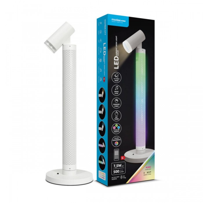 Επιτραπέζιο Φωτιστικό LED Modee 7,5W 3CCT + RGB + Τηλεχειριστήριο ,Λευκό Επιτραπέζιο Φωτιστικό LED Modee 7,5W 3CCT + RGB + Τηλεχειριστήριο ,Λευκό