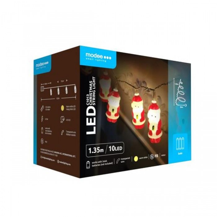 Modee Χριστουγεννιάτικα Φωτάκια LED Μπαταρίας (10LED/1.35m/15cm) Θερμό Λευκό Modee Χριστουγεννιάτικα Φωτάκια LED Μπαταρίας (10LED/1.35m/15cm) Θερμό Λευκό