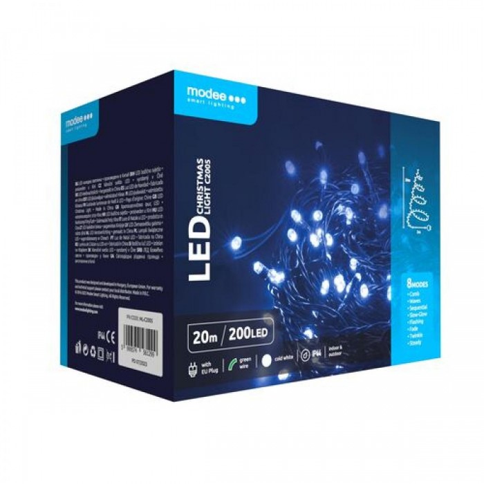 Modee Lighting Χριστουγεννιάτικα Λαμπάκια LED με Τροφοδοτικό (200LED/20m/10cm) Ψυχρό Λευκό Modee Lighting Χριστουγεννιάτικα Λαμπάκια LED με Τροφοδοτικό (200LED/20m/10cm) Ψυχρό Λευκό