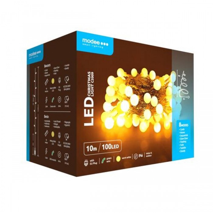 Modee Lighting Χριστουγεννιάτικα Λαμπάκια LED Τύπου Berry με Τροφοδοτικό (100LED/10m/10cm) Θερμό Λευκό Modee Lighting Χριστουγεννιάτικα Λαμπάκια LED Τύπου Berry με Τροφοδοτικό (100LED/10m/10cm) Θερμό Λευκό