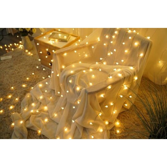 Modee Lighting Χριστουγεννιάτικα Λαμπάκια LED Τύπου Berry με Τροφοδοτικό (100LED/10m/10cm) Θερμό Λευκό