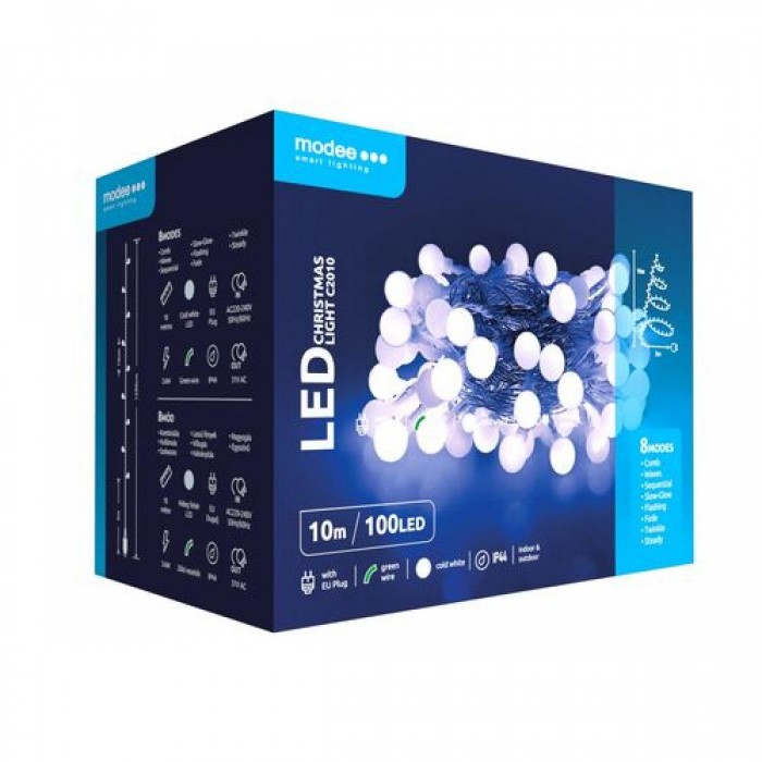 Modee Lighting Χριστουγεννιάτικα Λαμπάκια LED Τύπου Berry με Τροφοδοτικό (100LED/10m/10cm) Ψυχρό Λευκό Modee Lighting Χριστουγεννιάτικα Λαμπάκια LED Τύπου Berry με Τροφοδοτικό (100LED/10m/10cm) Ψυχρό Λευκό