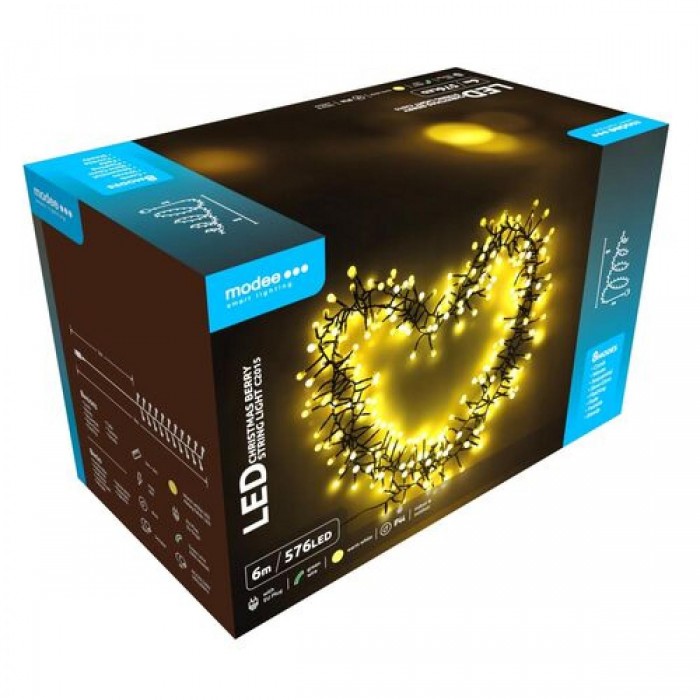 Modee Χριστουγεννιάτικα Φωτάκια LED Τύπου Berry με Τροφοδοτικό (576LED/6m) Θερμό Λευκό
