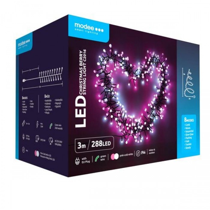 Modee Χριστουγεννιάτικα Λαμπάκια LED Τύπου Berry με Τροφοδοτικό (288LED/3m) Πολύχρωμο