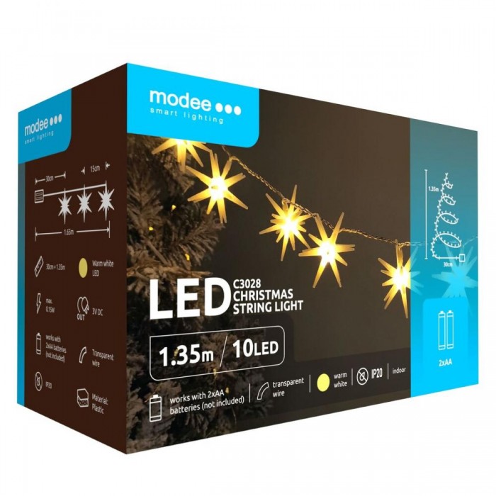 Modee Χριστουγεννιάτικα Διακοσμητικά Φωτάκια LED Μπαταρίας (10LED/165cm/15cm) Θερμό Λευκό Modee Χριστουγεννιάτικα Διακοσμητικά Φωτάκια LED Μπαταρίας (10LED/165cm/15cm) Θερμό Λευκό
