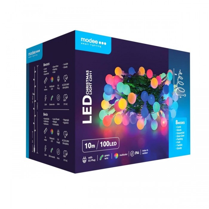 Modee Lighting Χριστουγεννιάτικα Λαμπάκια LED Τύπου Berry με Βύσμα (100LED/10m/10cm) Πολύχρωμα Modee Lighting Χριστουγεννιάτικα Λαμπάκια LED Τύπου Berry με Βύσμα (100LED/10m/10cm) Πολύχρωμα