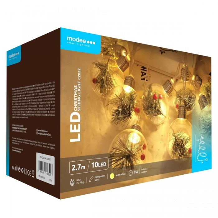 Modee Χριστουγεννιάτικα Φωτάκια LED με Βύσμα (10LED/300cm/30cm) Θερμό Λευκό Modee Χριστουγεννιάτικα Φωτάκια LED με Βύσμα (10LED/300cm/30cm) Θερμό Λευκό