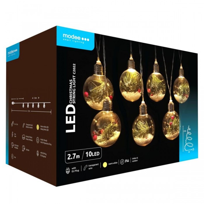 Modee Χριστουγεννιάτικα Φωτάκια LED με Βύσμα (10LED/300cm/30cm) Θερμό Λευκό Modee Χριστουγεννιάτικα Φωτάκια LED με Βύσμα (10LED/300cm/30cm) Θερμό Λευκό
