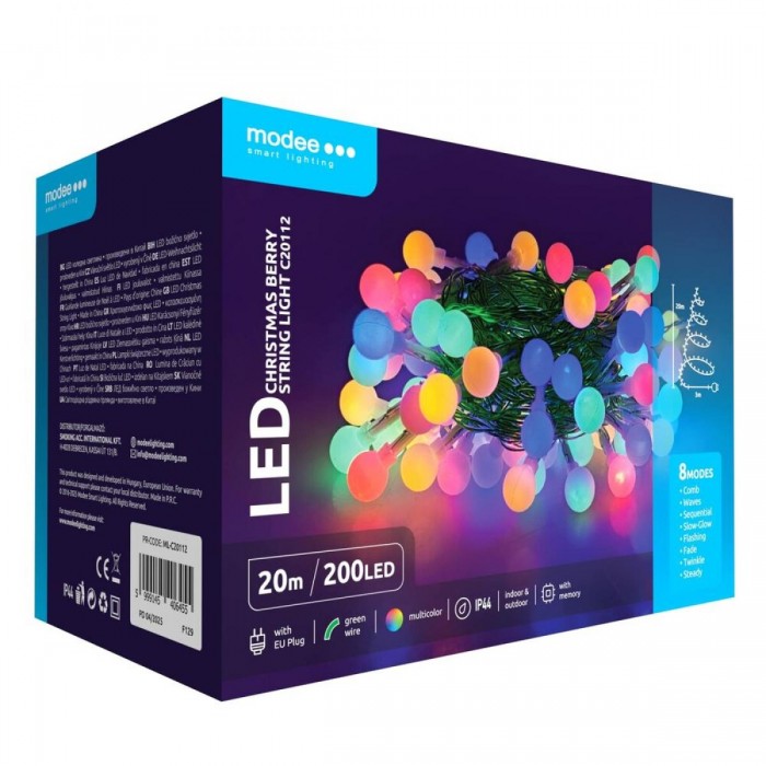 Modee Χριστουγεννιάτικα Λαμπάκια LED Τύπου Berry με Βύσμα (200LED/20m/10cm) Πολύχρωμα Modee Χριστουγεννιάτικα Λαμπάκια LED Τύπου Berry με Βύσμα (200LED/20m/10cm) Πολύχρωμα