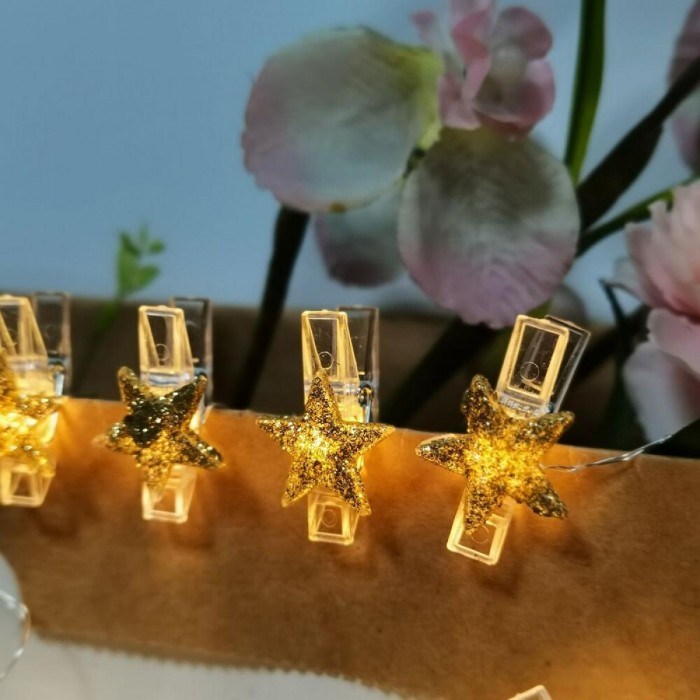 Διακοσμητική Χριστουγεννιάτικη Γιρλάντα LED Modee με Αστεράκια και Κλιπ, Μπαταρίας, 120cm, Θερμό Λευκό Διακοσμητική Χριστουγεννιάτικη Γιρλάντα LED Modee με Αστεράκια και Κλιπ, Μπαταρίας, 120cm, Θερμό Λευκό