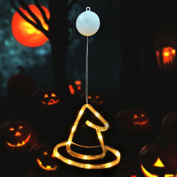 Διακοσμητικό παραθύρου Modee Halloween LED σε σχήμα καπέλου μάγισσας H103 (20x19mm) Διακοσμητικό παραθύρου Modee Halloween LED σε σχήμα καπέλου μάγισσας H103 (20x19mm)