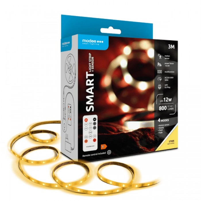 Modee Smart Ταινία LED 12W IP20 με Τηλεχειριστήριο & Αισθητήρα 2700K 800lm 3m Modee Smart Ταινία LED 12W IP20 με Τηλεχειριστήριο & Αισθητήρα 2700K 800lm 3m