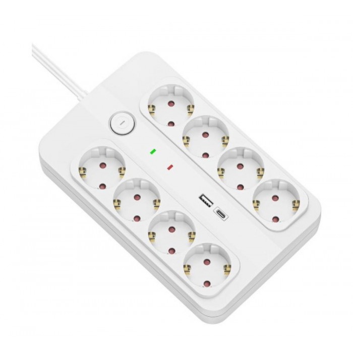 Technik Πολύπριζο 8 Θέσεων 1,5m (1,5mm2) + USB-A-C+ Surge + Διακόπτης 16A Technik Πολύπριζο 8 Θέσεων 1,5m (1,5mm2) + USB-A-C+ Surge + Διακόπτης 16A