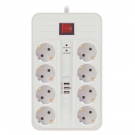 Technik Πολύπριζο 8 Θέσεων (1,5mm2) με Διακόπτη & 3 Θύρες USB 16A με Προστασία Υπέρτασης 1.5m