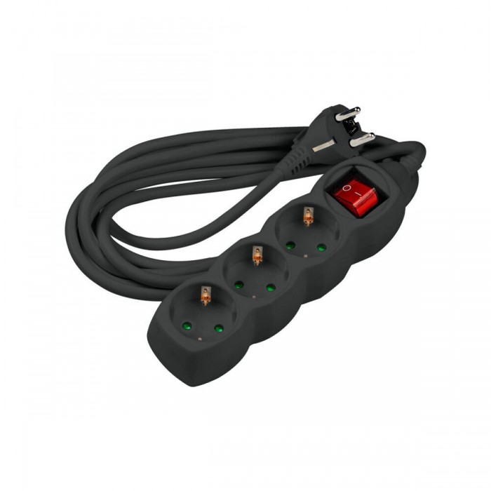 Technik Πολύπριζο 3 Θέσεων με Διακόπτη & 1.5 mm² Καλώδιο Χαλκού 16A Μαύρο 5m Technik Πολύπριζο 3 Θέσεων με Διακόπτη & 1.5 mm² Καλώδιο Χαλκού 16A Μαύρο 5m